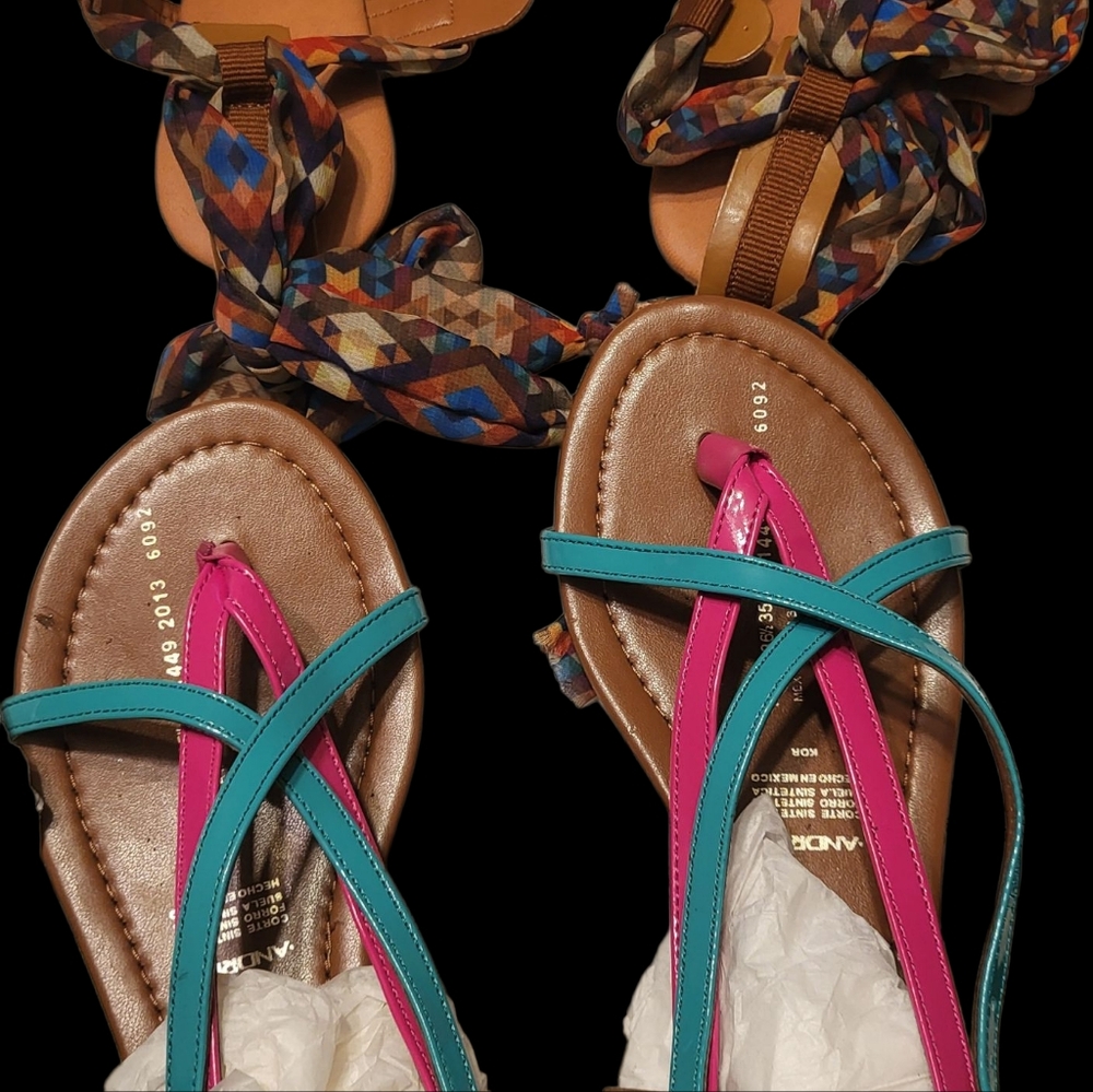 Bundle Pink and Blue Sandals with Crisscross Straps Both Size 6.5